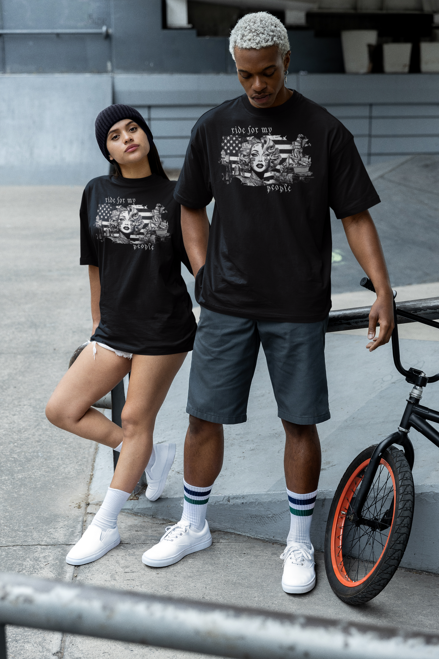 "Ride for my people" Unisex Black & White Graphic Tee | by AmericaShirt™