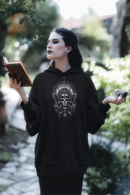 "Sugar Skull Decorative" Unisex Black And White Graphic Hoodie | by AmericaShirt™
