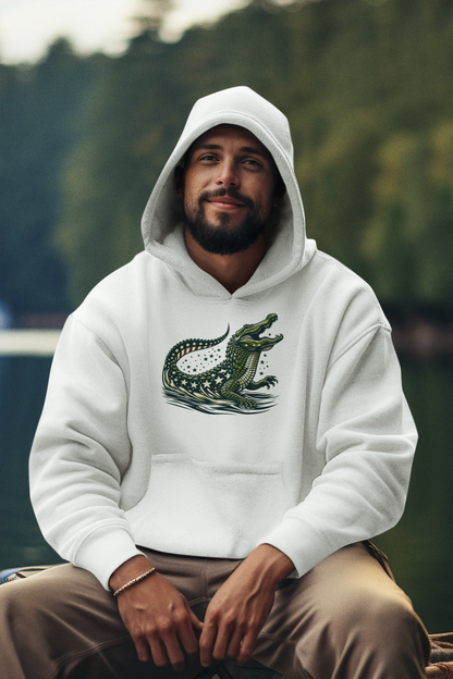 "Chomp for the Stars: Patriotic Gator" Unisex Full Color Graphic Hoodie | by AmericaShirt™