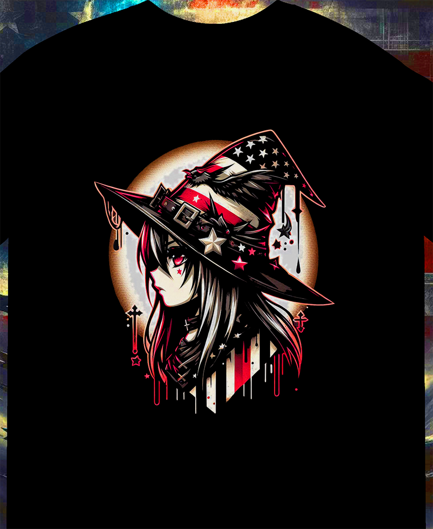 The Arcane Girl in the Shadowed Hat black T-shirt main product image