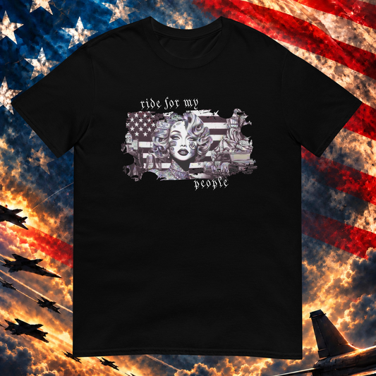 Ride For My People T-shirt, Black — Printful-scale image