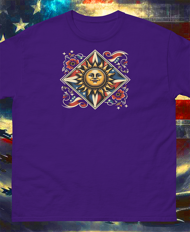 "Let Freedom Shine - Sun Emblem" Unisex Full Color Graphic Tee | by AmericaShirt™