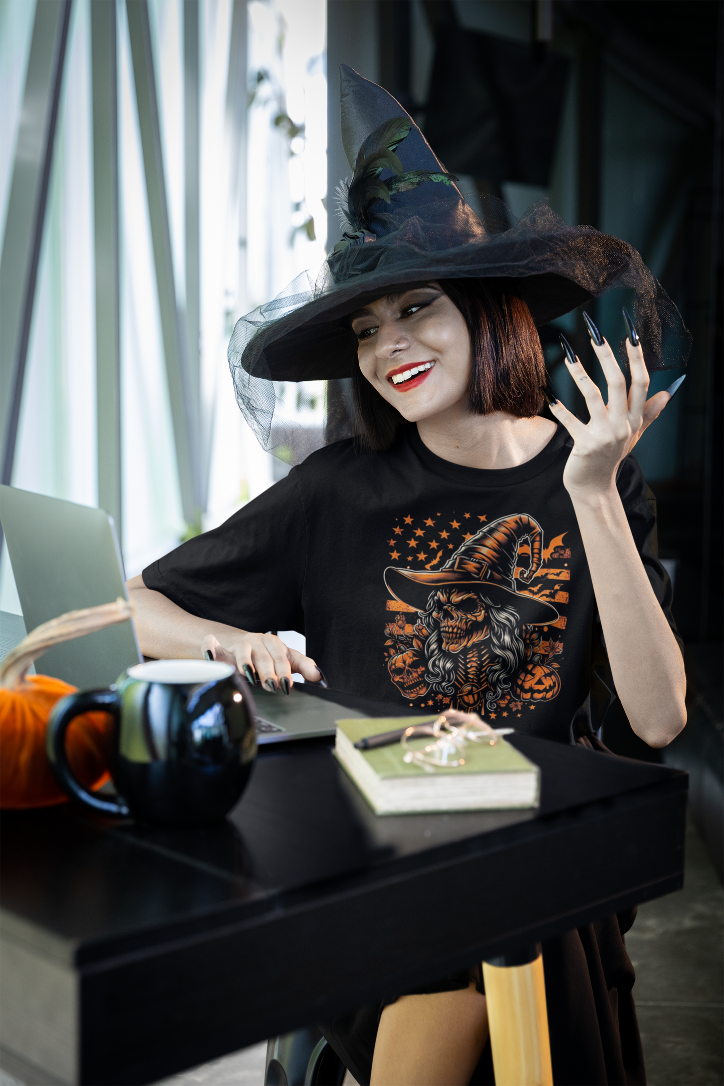 "American Skeletal Witch" Unisex Full Color Graphic Tee | by AmericaShirt™