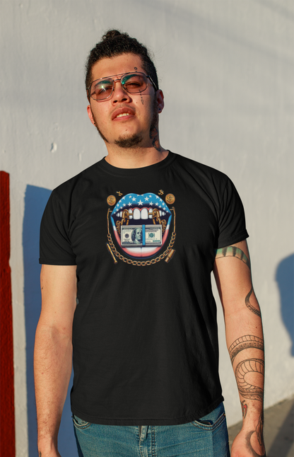 "USA Money Mouth & Chains" Unisex Full Color Graphic Tee | by AmericaShirt™