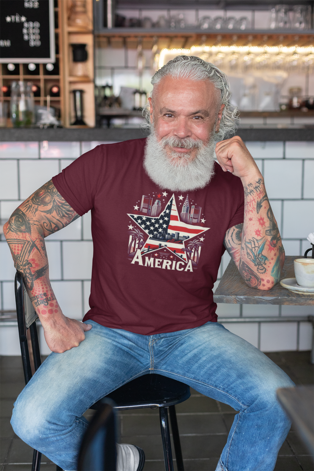 "America In Paradise" Unisex Full Color Graphic Tee | by AmericaShirt™