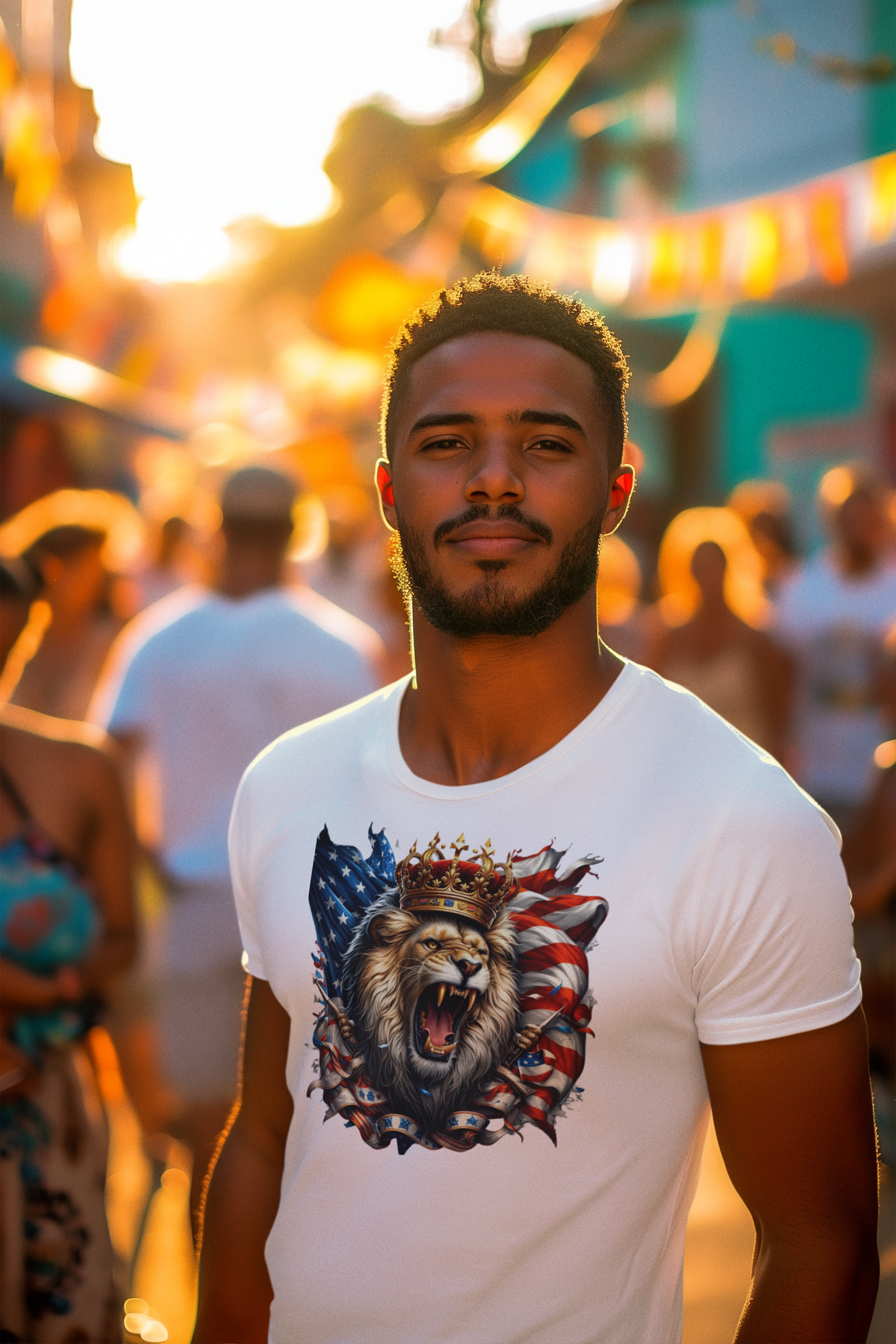 "King Lion Roaring America" Unisex Full Color Graphic Tee | by AmericaShirt™