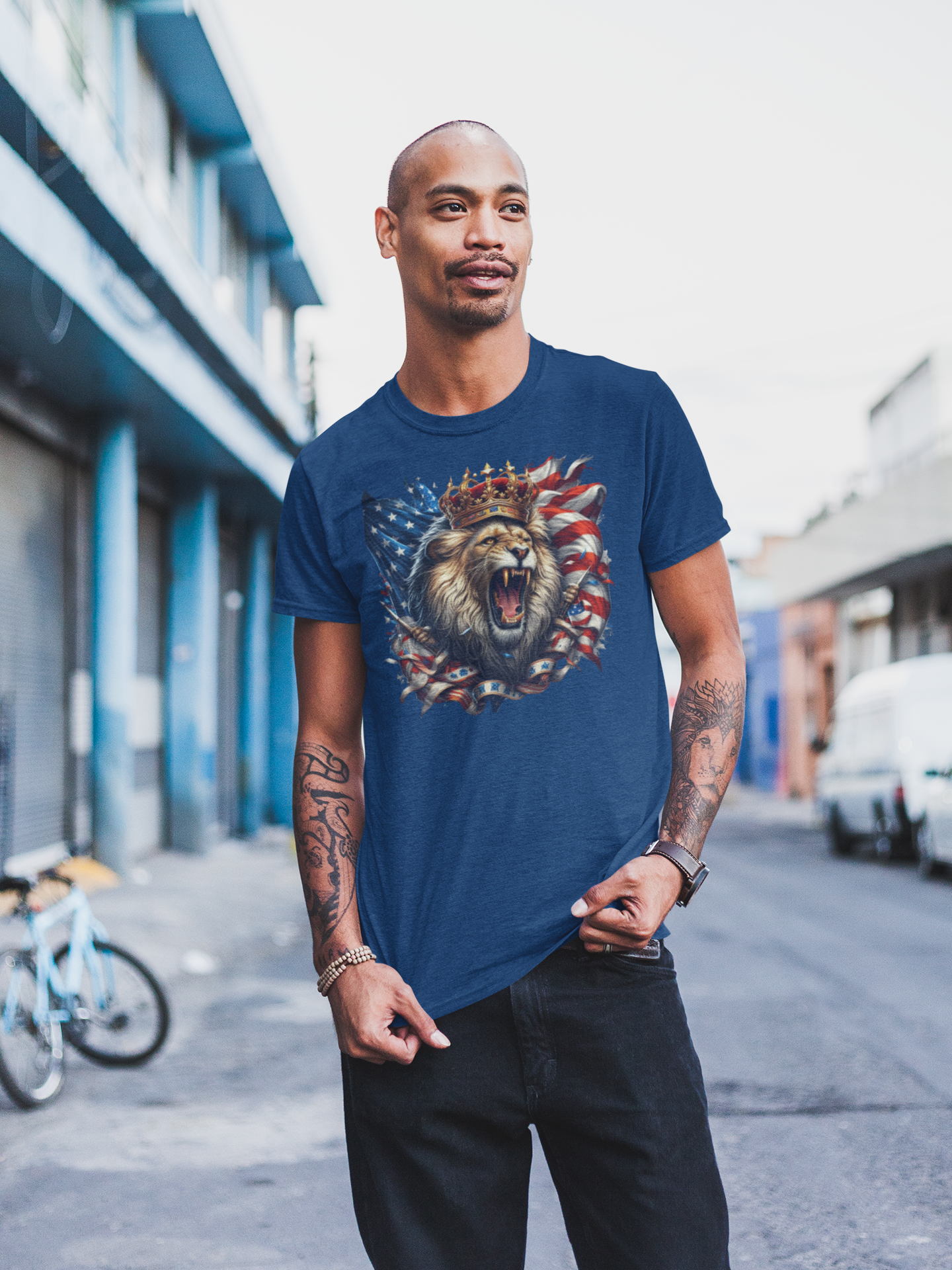 "King Lion Roaring America" Unisex Full Color Graphic Tee | by AmericaShirt™