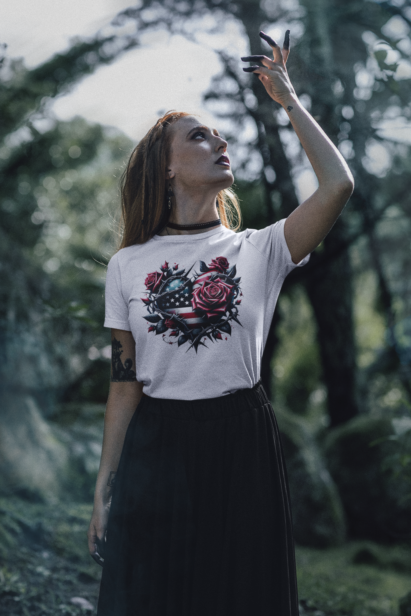 "Rose Covered American Heart" Unisex Full Color Graphic Tee | by AmericaShirt™