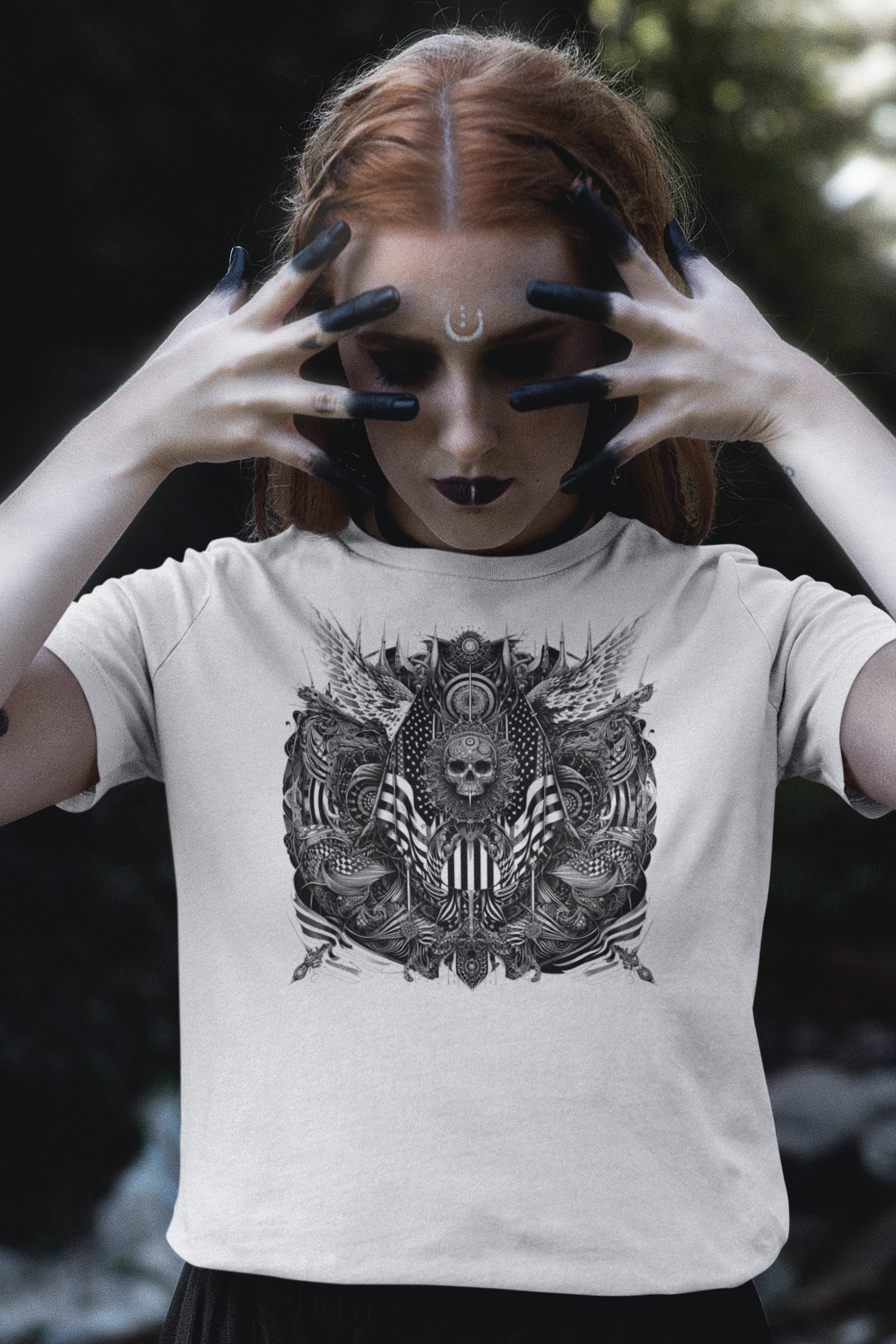 "Gothic America Insignia" Unisex Black & White Graphic Tee | by AmericaShirt™