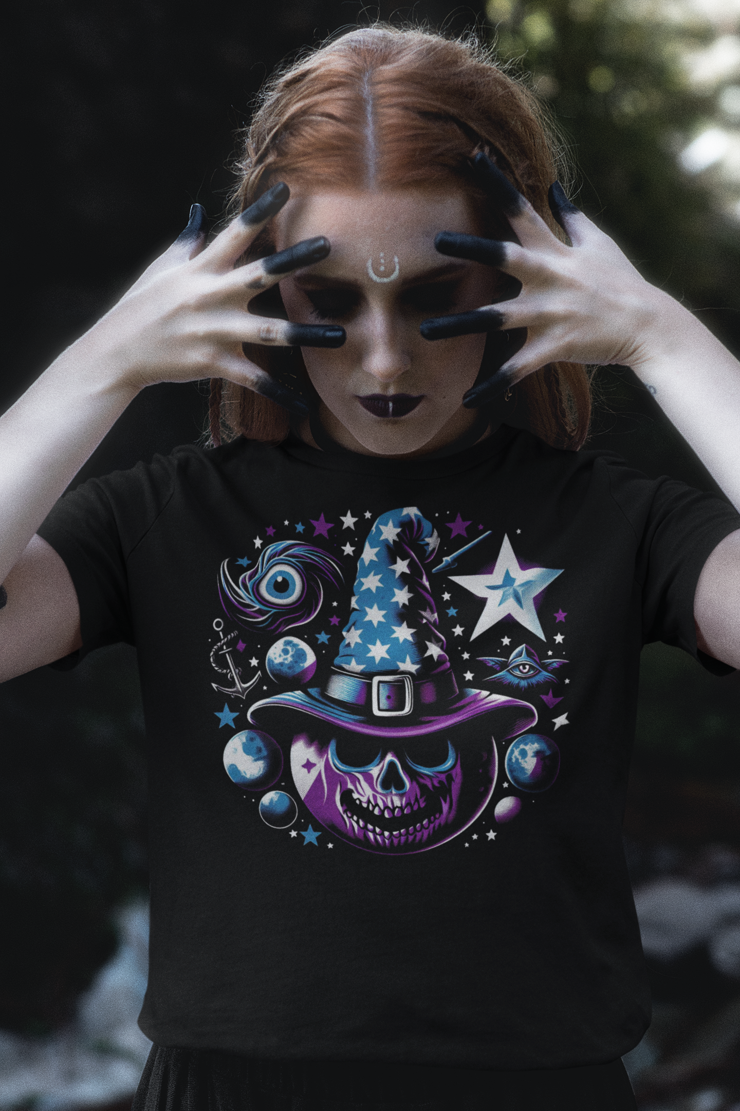 "Cosmic Moon Witch" Unisex Full Color Graphic Tee | by AmericaShirt™