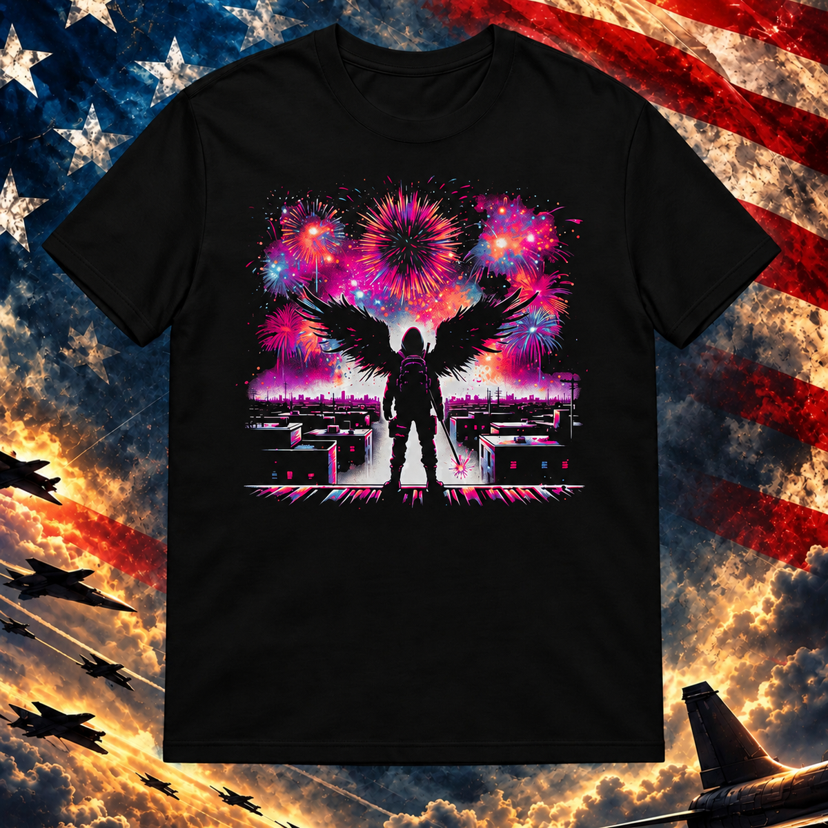 Wings Of Liberty black T-shirt on the Image Preview Test patriotic background